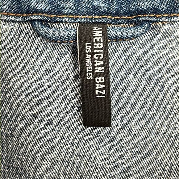 American Bazi Cropped Denim Offset Zipper Round Pulls Snap Details - Picture 6 of 10